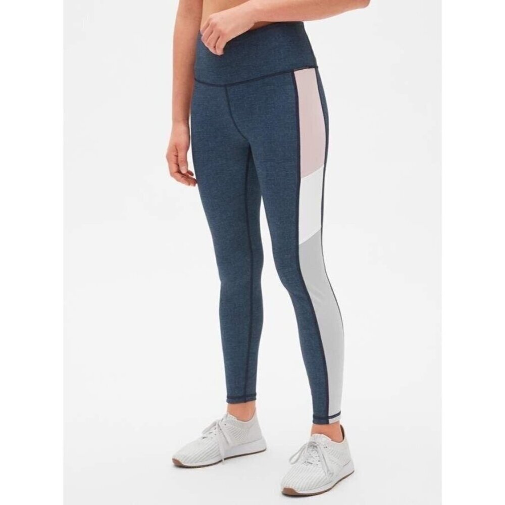 GAPFIT BLACKOUT TECHNOLOGY Navy Blue/Pink/Gray Colorblock Leggings Size Small